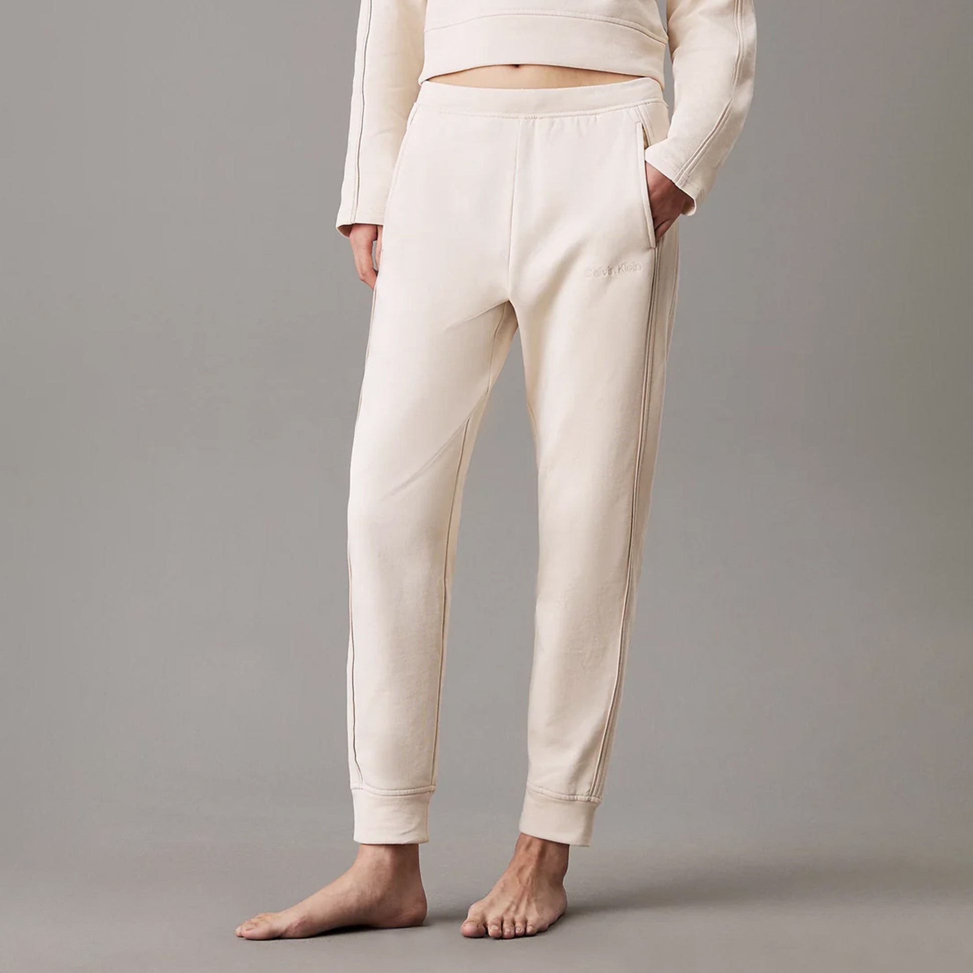Calvin Klein TONAL LOGO LOUNGE Womens Joggers Sandshell