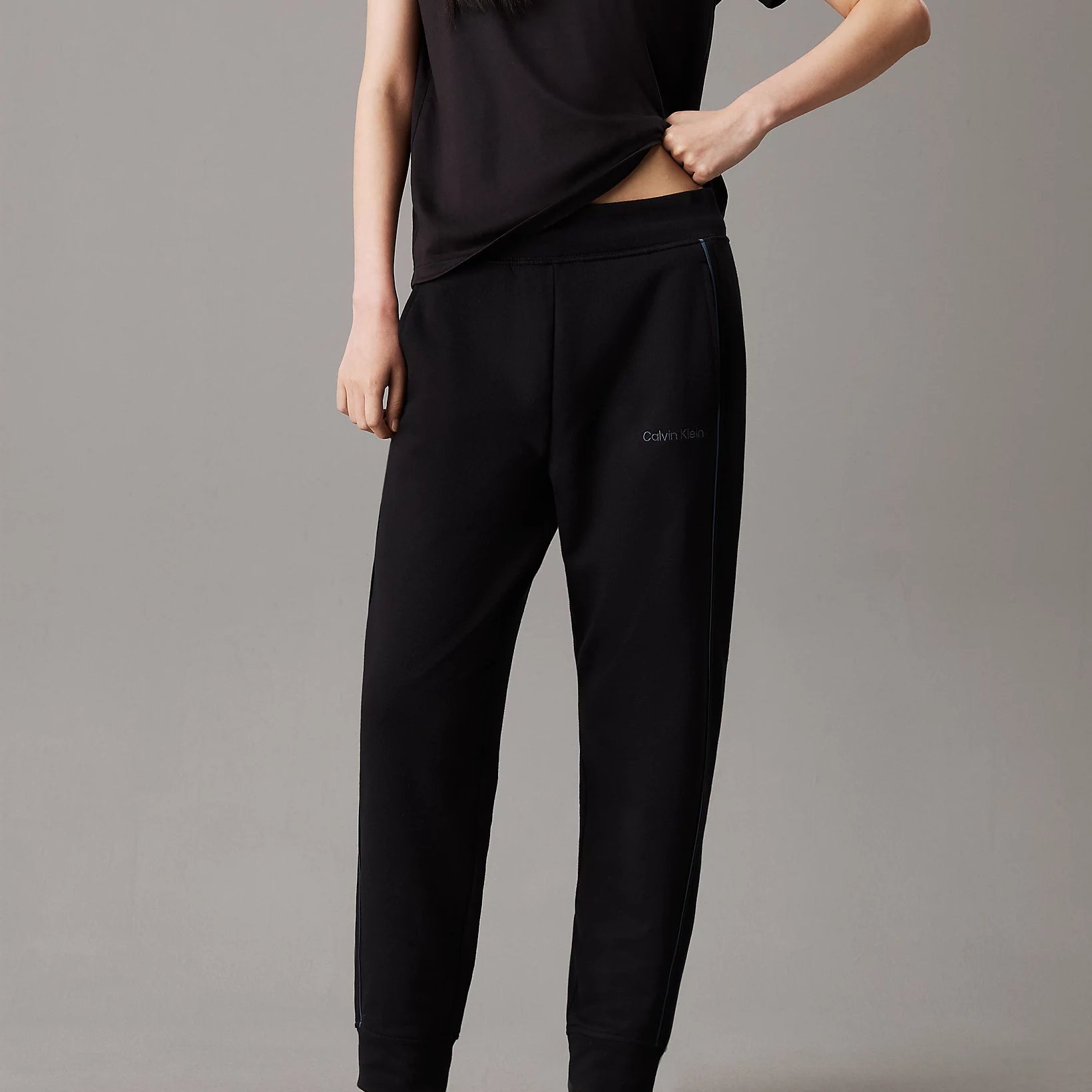 Calvin Klein TONAL LOGO LOUNGE Womens Joggers Black