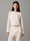 Calvin Klein COTTON FLEECE Womens Crew Pullover Sandshell