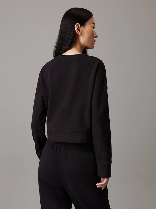 Calvin Klein COTTON FLEECE Womens Crew Pullover Black