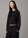 Calvin Klein COTTON FLEECE Womens Crew Pullover Black