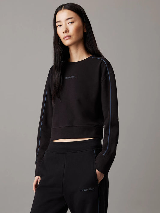 Calvin Klein COTTON FLEECE Womens Crew Pullover Black