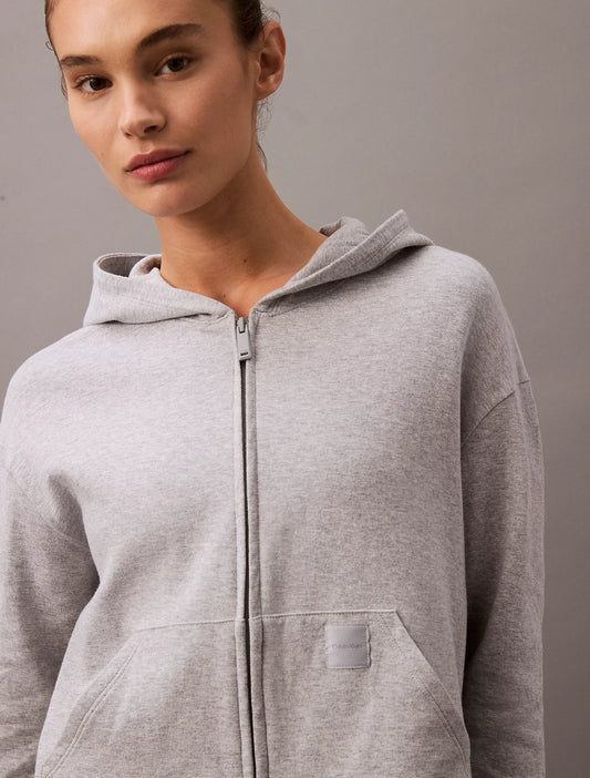 Calvin Klein MODERN TERRY Womens Full Zip Hoodie Grey Heather