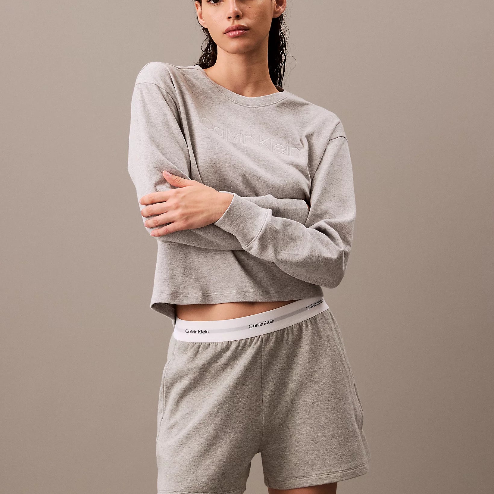 Calvin Klein MODERN TERRY Womens Sweatshirt Grey Heather