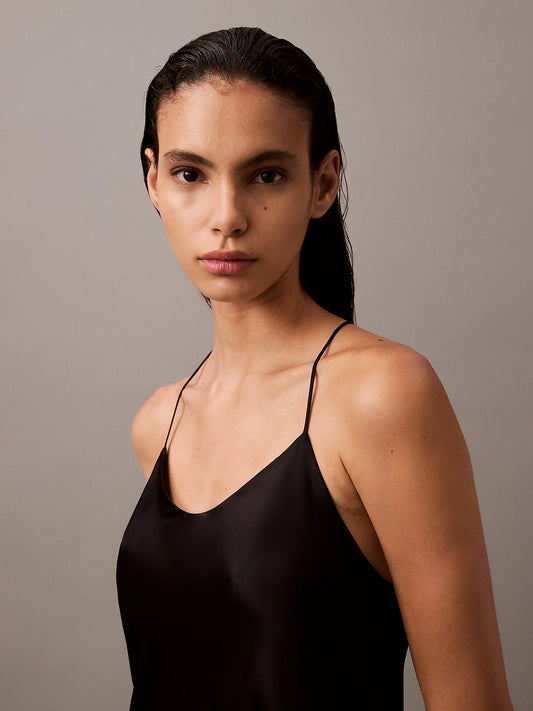 Calvin Klein SATIN Womens Slip Night Dress Black