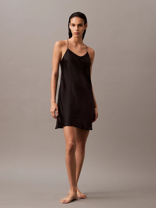 Calvin Klein SATIN Womens Slip Night Dress Black