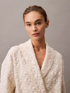 Calvin Klein MODERN TERRY QUILTED Womens Bathrobe Ivory