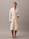 Calvin Klein MODERN TERRY QUILTED Womens Bathrobe Ivory