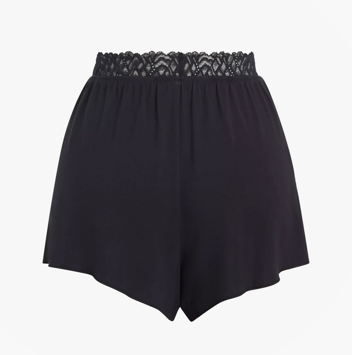 Calvin Klein CK ATTRACTION SLEEP Womens Shorts Black front view featuring comfortable material and lace waistband.