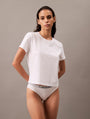 Calvin Klein COTTON TEES Womens T Shirt White front view showcasing short sleeves and comfortable fit.