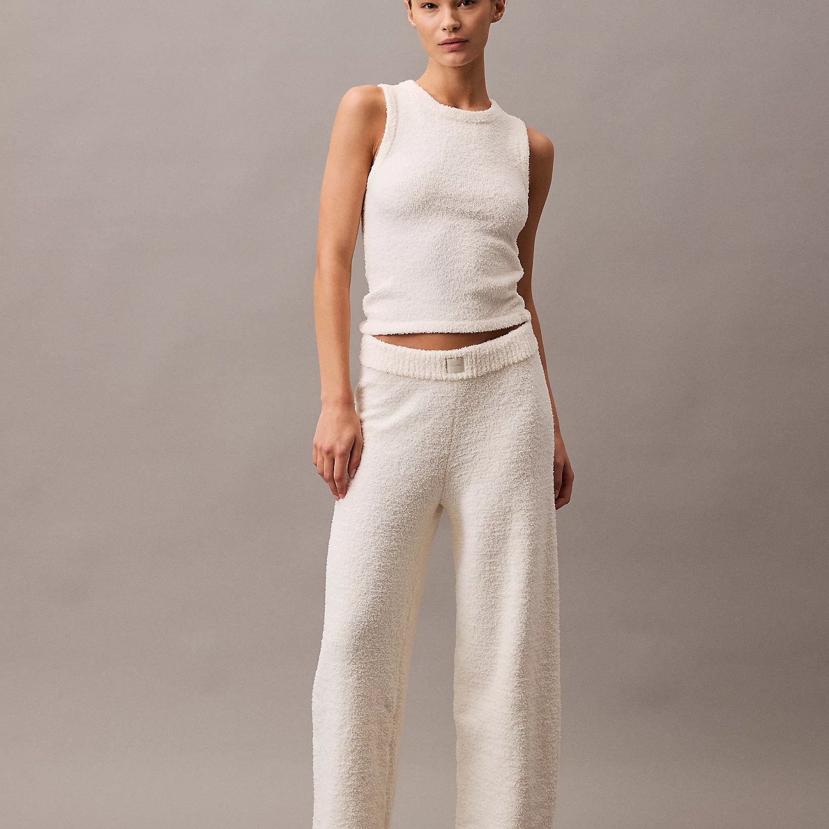 Calvin Klein PLUSH SWEATER Womens Pants Ivory