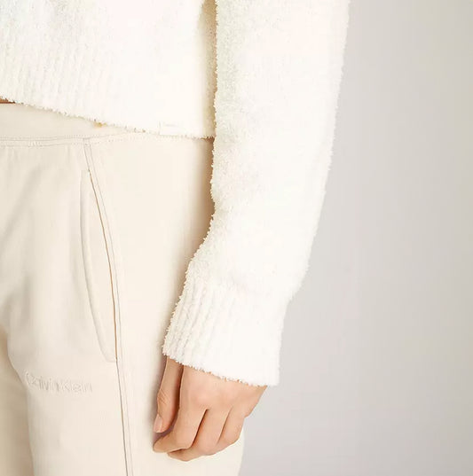 Calvin Klein PLUSH SWEATER Womens Crew Pullover Ivory
