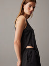 Calvin Klein SATIN JACQUARD Womens Shorts Pyjama Set Black