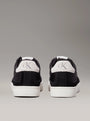 Calvin Klein CLASSIC CUPSOLE ICON Mens Trainers Black/Bright White back view with suede upper and logo detail.