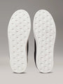 Calvin Klein CLASSIC CUPSOLE ICON Mens Trainers Black/Bright White bottom view showing rubber soles and tread pattern.