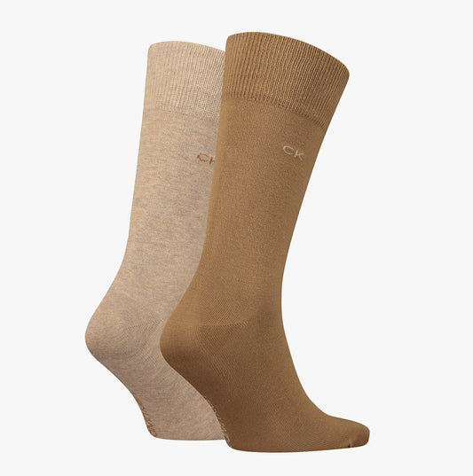 Calvin Klein 2 Pack Mens Crew Classic Socks Beige