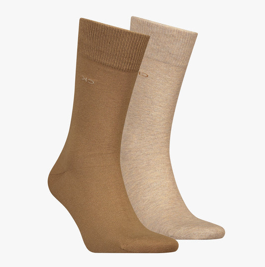 Calvin Klein 2 Pack Mens Crew Classic Socks Beige