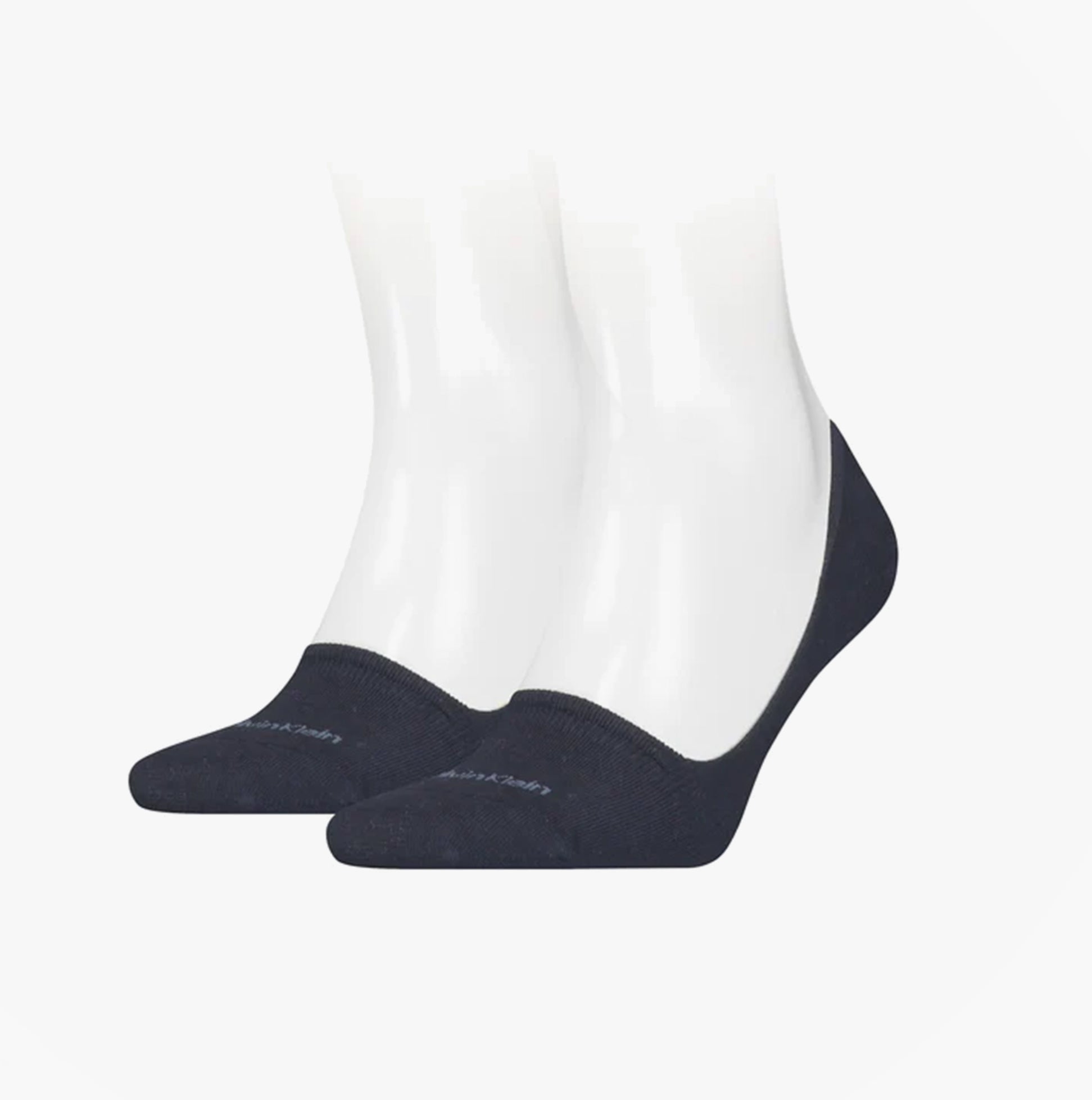 Calvin Klein 2 Pack Mens Invisible Socks Navy front view showcasing smooth design and comfortable fit.