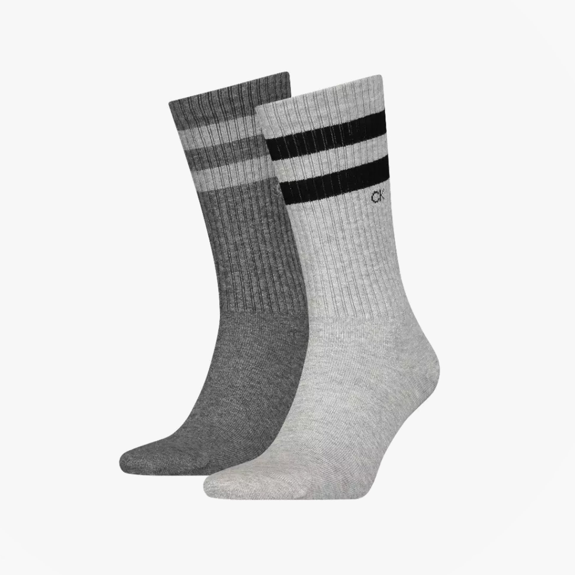 Calvin Klein 2 Pack Mens Crew Trainer Socks Grey