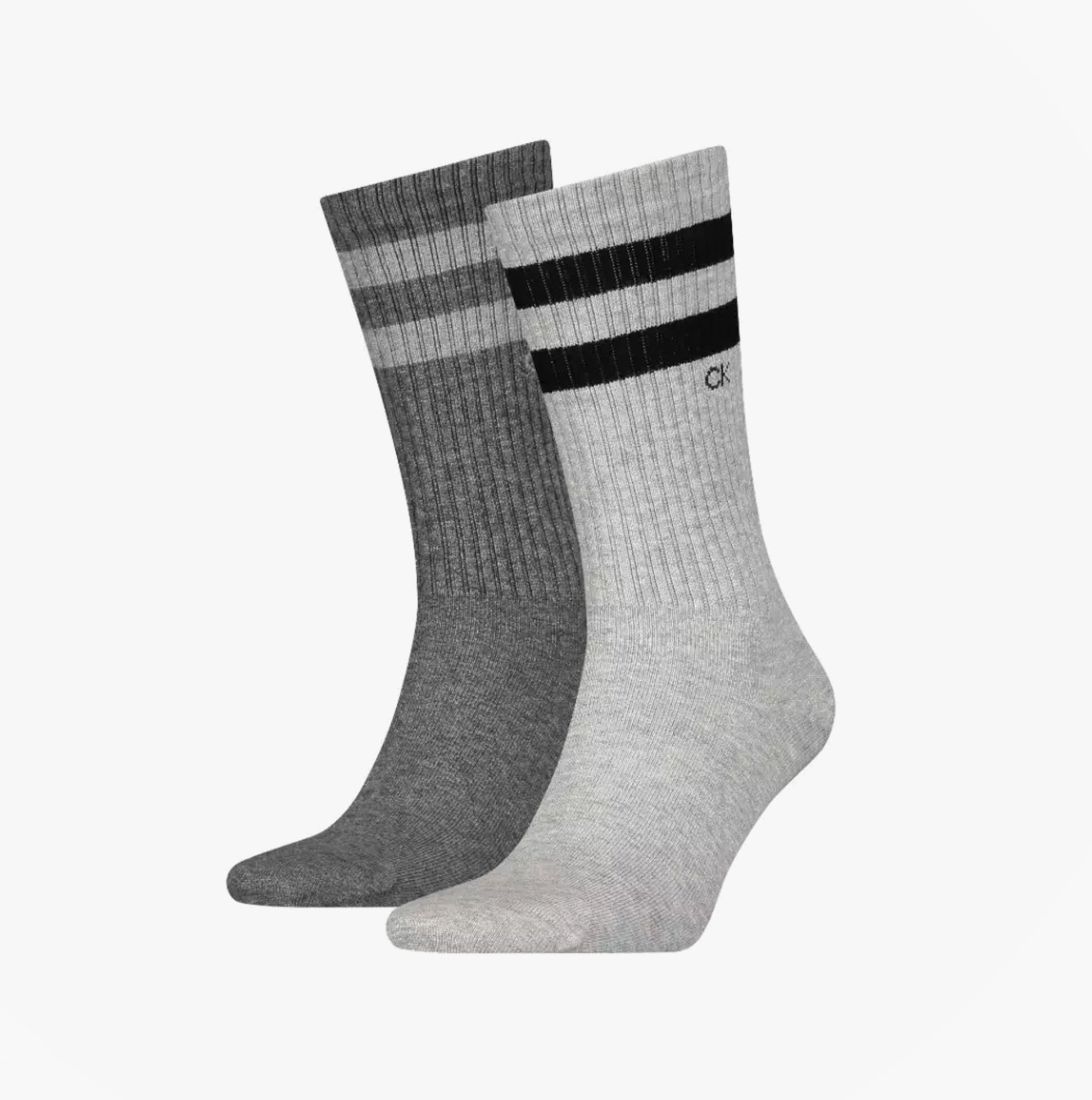 Calvin Klein 2 Pack Mens Crew Trainer Socks Grey