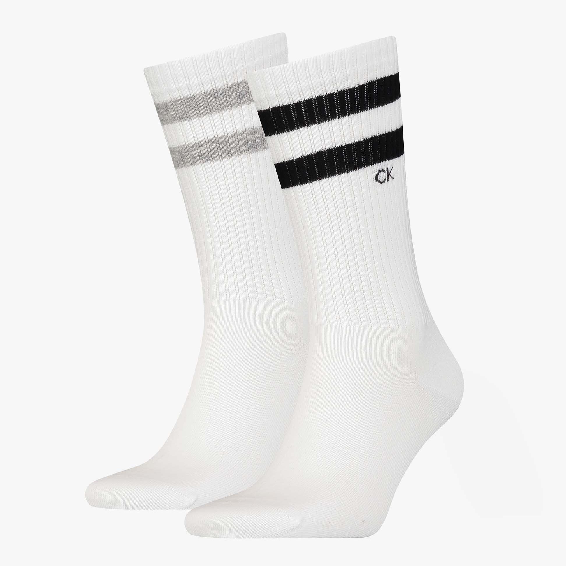 Calvin Klein 2 Pack Mens Crew Trainer Socks White