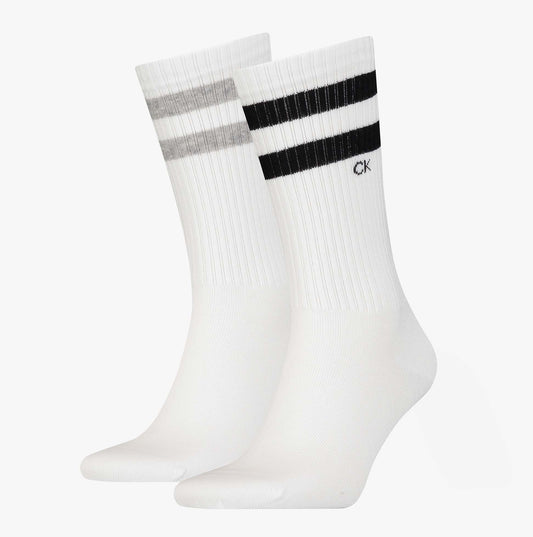 Calvin Klein 2 Pack Mens Crew Trainer Socks White
