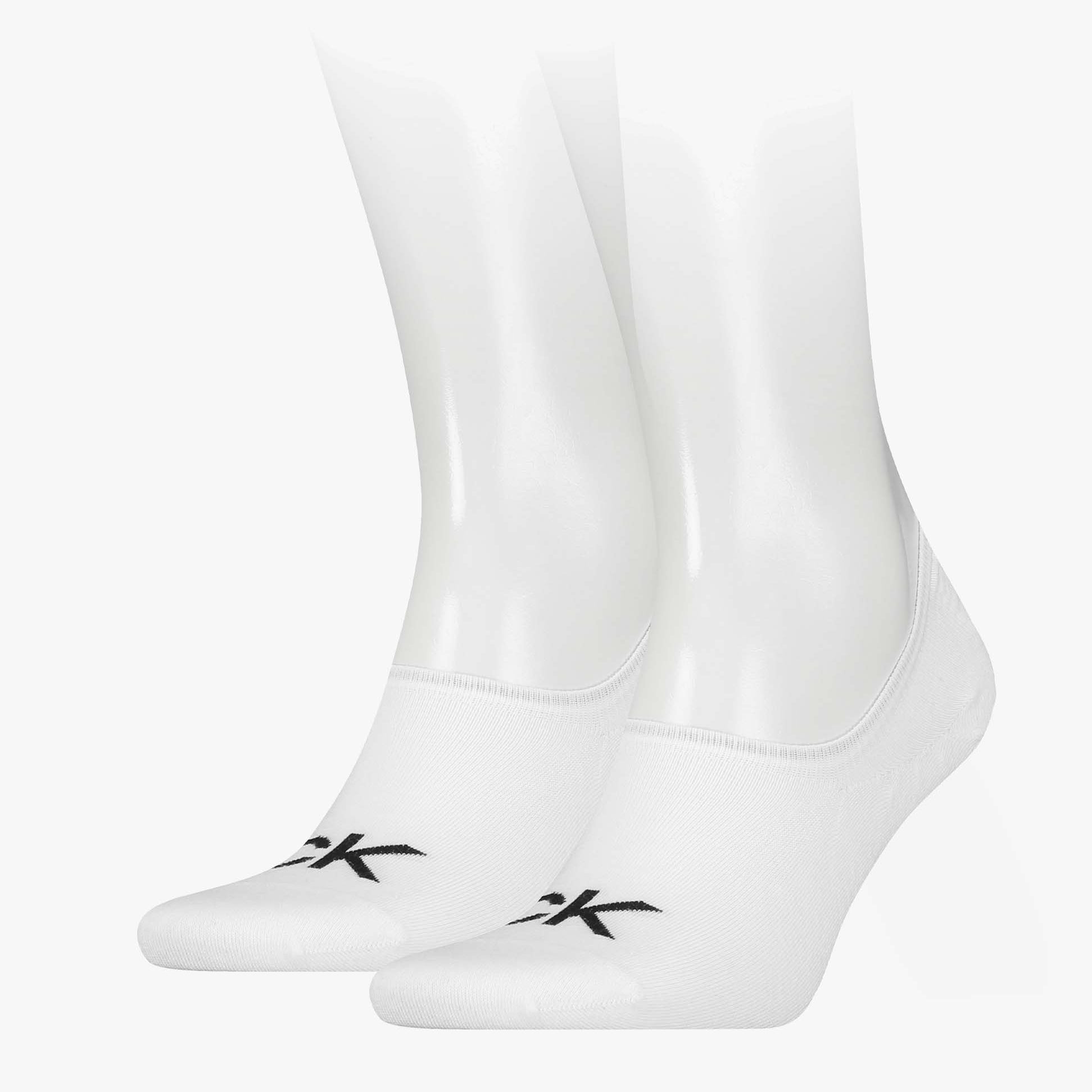 Calvin Klein 2 Pack Logo Mens Invisible Socks White