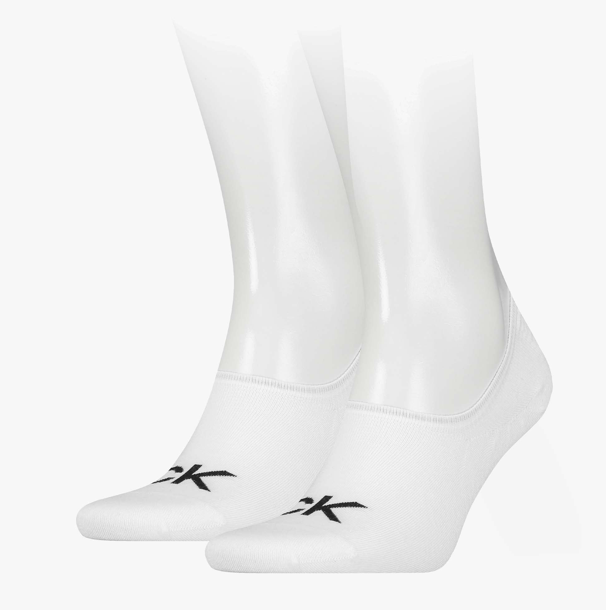 Calvin Klein 2 Pack Logo Mens Invisible Socks White