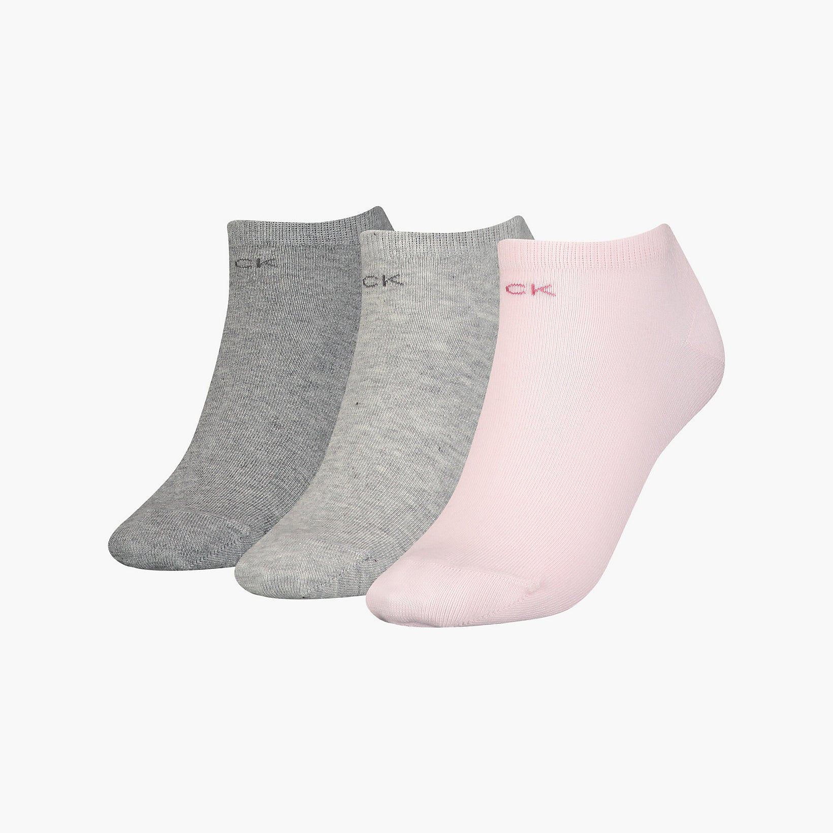 Calvin Klein 3 Pack Womens Ankle Trainer Socks Pink Combo