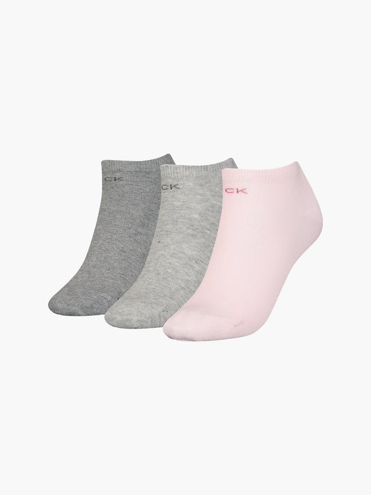 Calvin Klein 3 Pack Womens Ankle Trainer Socks Pink Combo