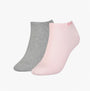 Calvin Klein 2 Pack Womens Ankle Trainer Socks Pink Combo side view of pink and grey ankle socks