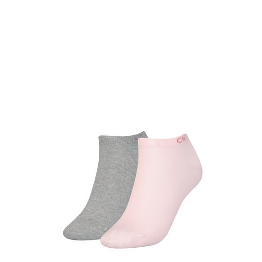 Calvin Klein 2 Pack Womens Ankle Trainer Socks Pink Combo
