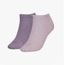 Calvin Klein 2 Pack Womens Ankle Trainer Socks Lilac Combo side view showing two lavender hues with CK logo.