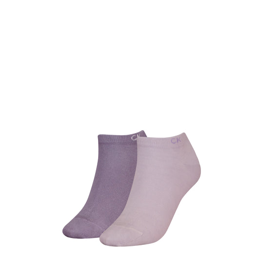 Calvin Klein 2 Pack Womens Ankle Trainer Socks Lilac Combo