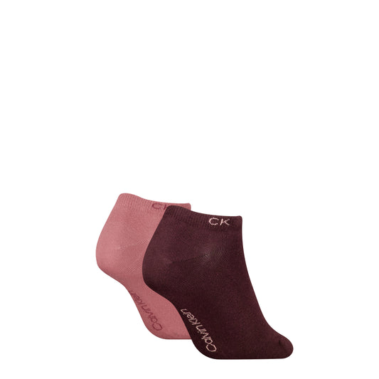 Calvin Klein 2 Pack Womens Ankle Trainer Socks Burgundy Combo