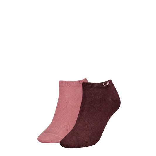 Calvin Klein 2 Pack Womens Ankle Trainer Socks Burgundy Combo