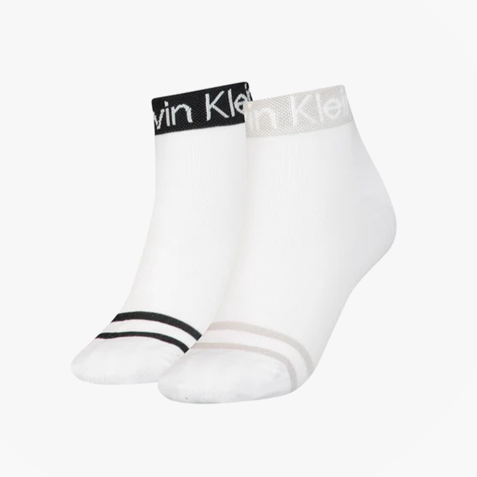 Calvin Klein 2 Pack Womens Ankle Trainer Socks White