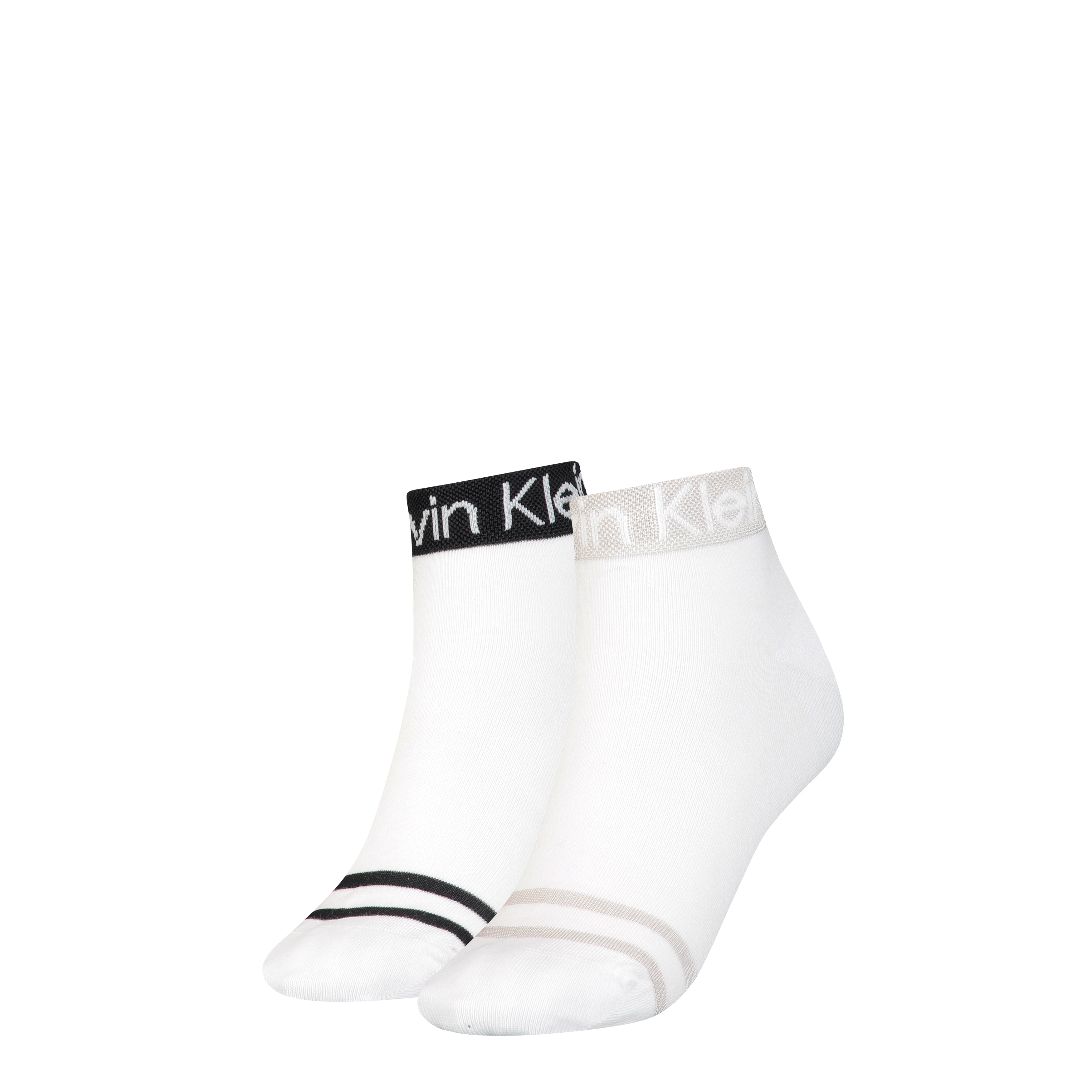 Calvin Klein 2 Pack Womens Ankle Trainer Socks White