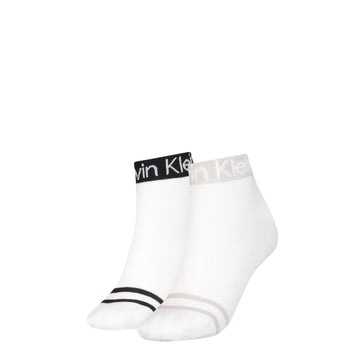 Calvin Klein 2 Pack Womens Ankle Trainer Socks White