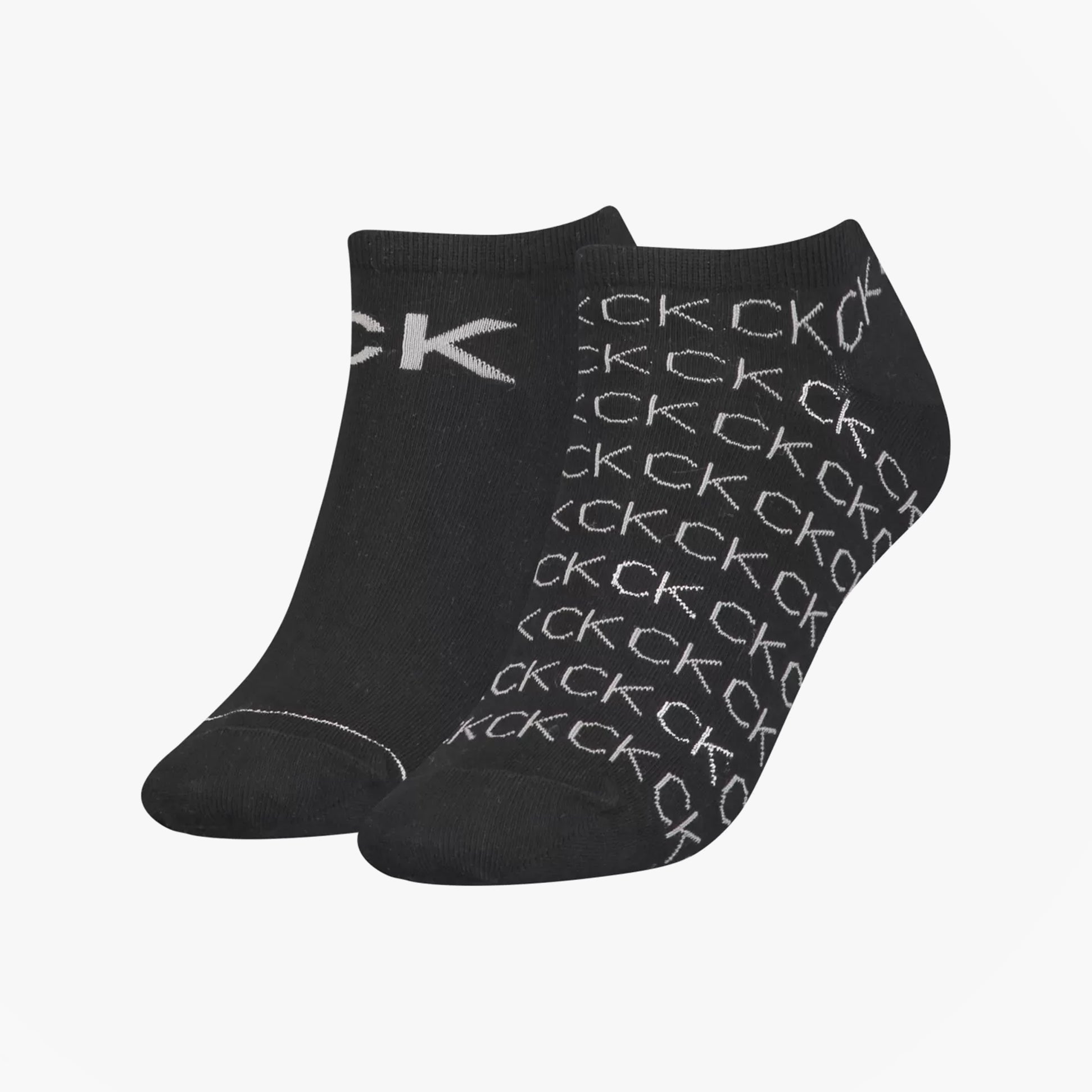 Calvin Klein 2 Pack Womens Logo Print Socks Black