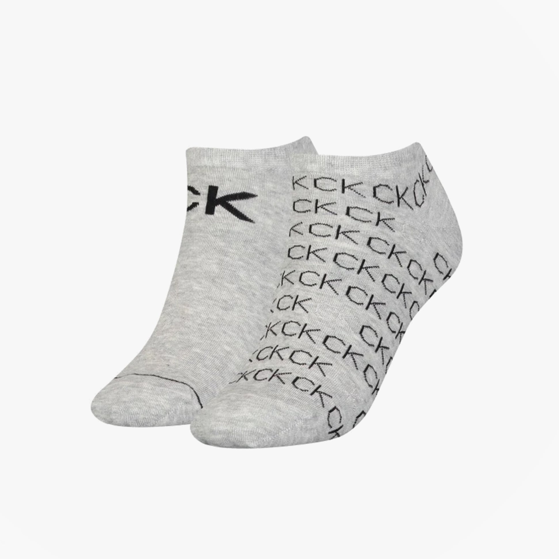 Calvin Klein 2 Pack Womens Logo Print Socks Grey