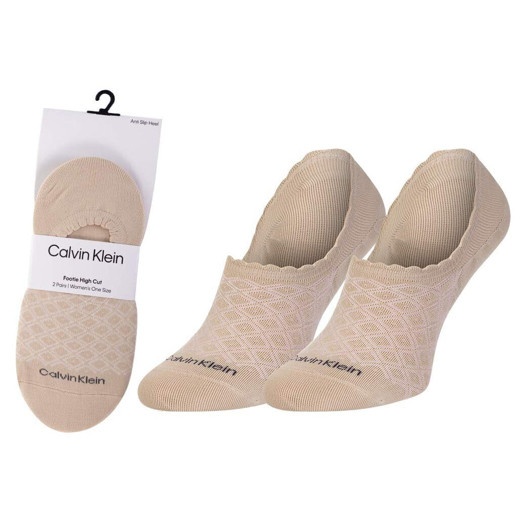 Calvin Klein 2 Pack Womens Invisible Socks Nude