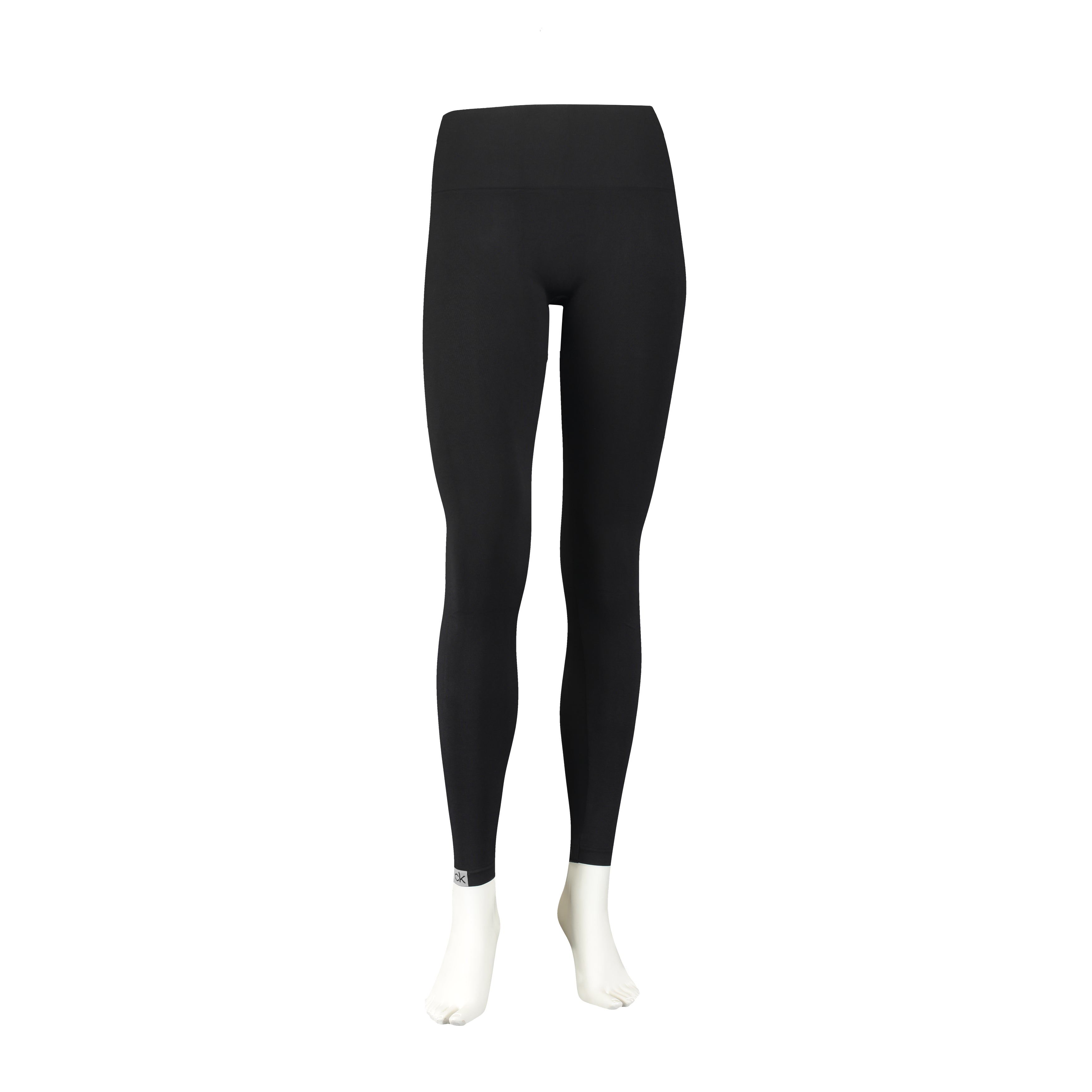 Calvin Klein LOGO Gym Leggings Black front view showcasing slim fit design and pull-on closure.