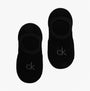 Calvin Klein 2 Pack Womens No-Show Footie Socks Black top view displaying both socks with reinforced heel and toe.