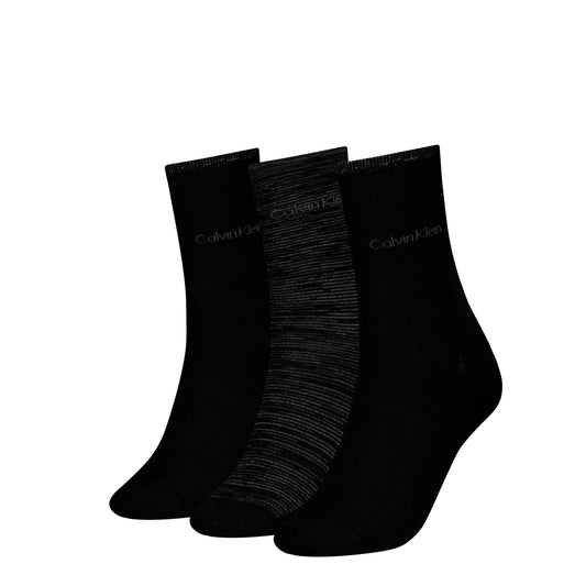 Calvin Klein 3 Pack Giftboxed Womens Crew Socks Black
