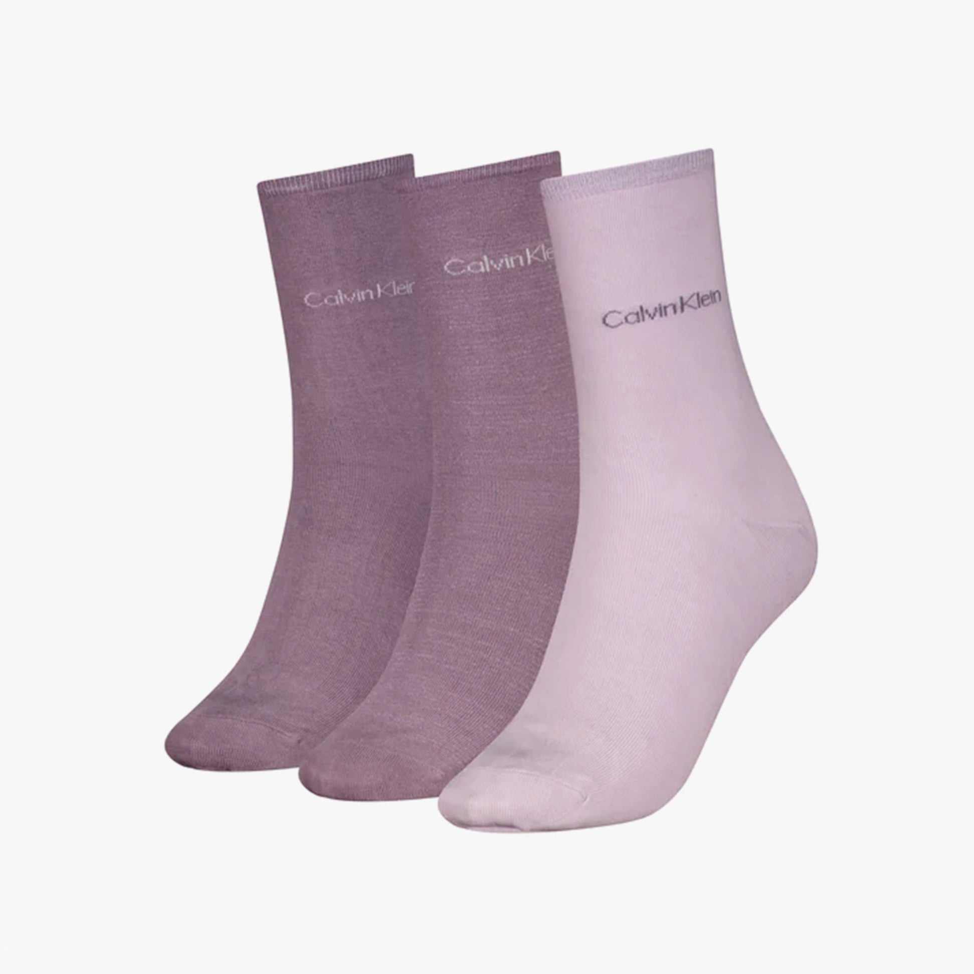Calvin Klein 3 Pack Giftboxed Womens Crew Socks Lilac