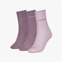Calvin Klein 3 Pack Giftboxed Womens Crew Socks Lilac side view showing three pairs in lilac and purple shades.