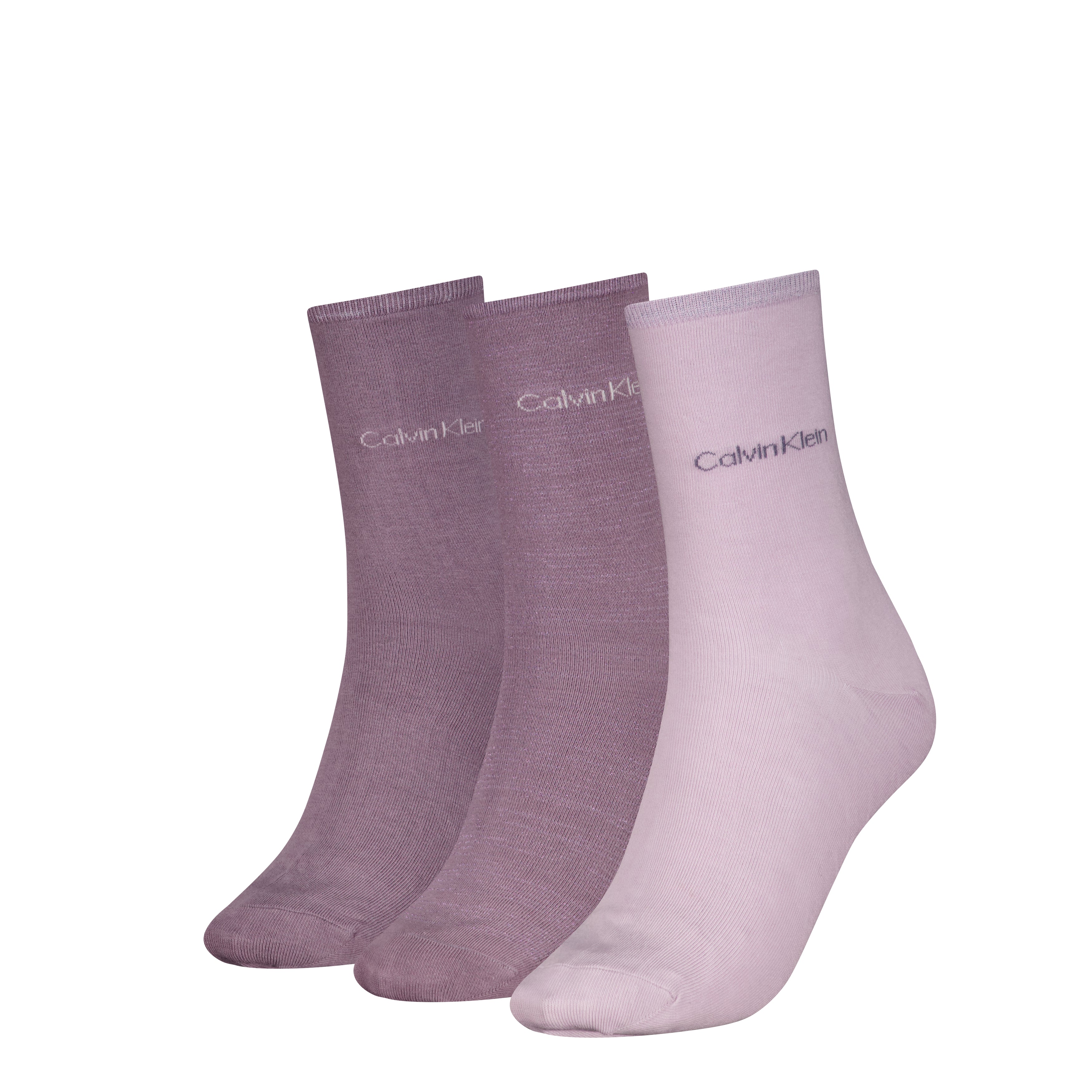 Calvin Klein 3 Pack Giftboxed Womens Crew Socks Lilac