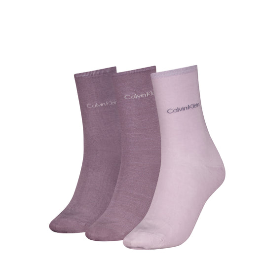 Calvin Klein 3 Pack Giftboxed Womens Crew Socks Lilac