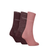 Calvin Klein 3 Pack Giftboxed Womens Crew Socks Burgundy